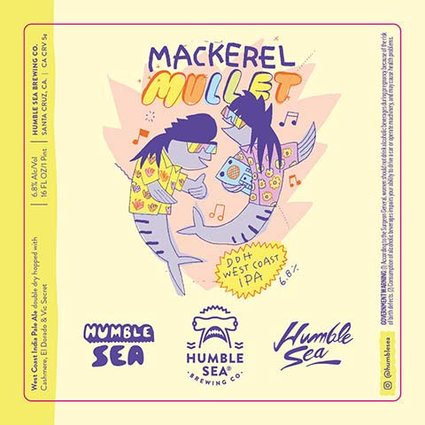 Humble Sea Mackerel Mullet DDH West Coast IPA by Humble Sea Brewing Co, beer label