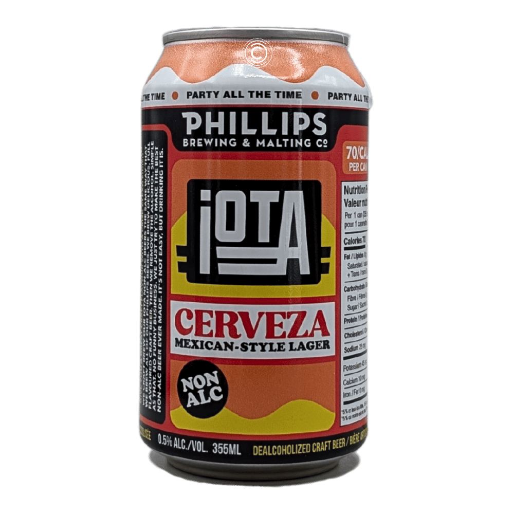 iOTA Cerveza Non-Alcoholic by Phillips Brewing Company, beer label