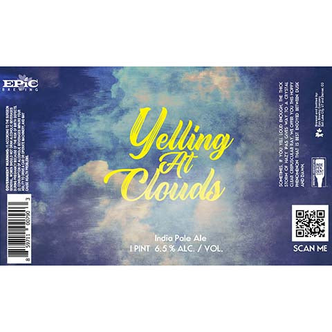 Epic Yelling At Clouds IPA by Epic Brewing Company, beer label
