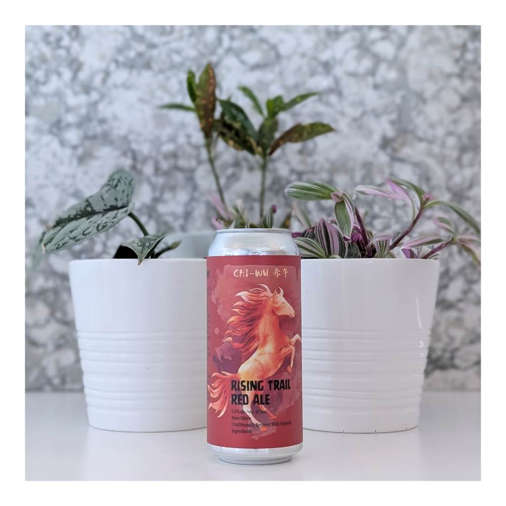 Rising Trail Red Ale by Hermit's Brewery, beer label