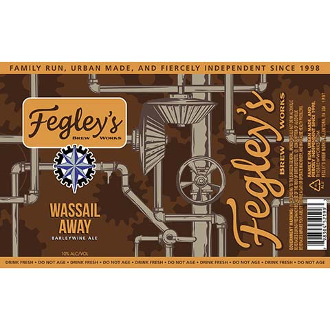Fegley's Wassail Away Barleywine Ale by Fegley's Brew Works, beer label