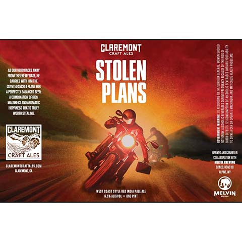 Claremont Craft Ales/Melvin Stolen Plans by Claremont Craft Ales, beer label