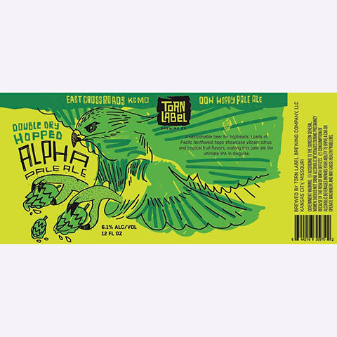 Torn Label Double Dry Hopped Alpha Pale Ale by Torn Label Brewing Company, beer label