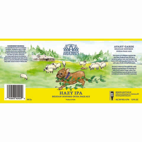 Ardennes Hazy IPA by Ardennes Brewing LLC, beer label
