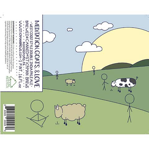 Stickman Meditation, Goats, & Love DIPA by Stickman Brews, beer label