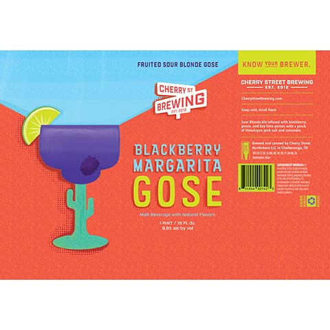 Cherry St Blackberry Margarita Gose by Cherry Street Brewing, beer label