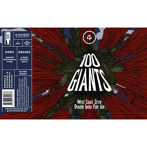 4 Noses 100 Giants West Coast DIPA by 4 Noses Brewing Company, beer label