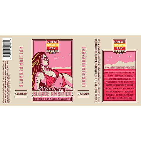 Great South Bay Strawberry Blonde Ambition Blonde Ale by Great South Bay Brewery, beer label