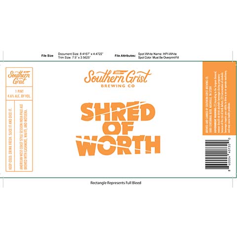 Southern Grist Shred Of Worth Session IPA by Southern Grist Brewing Company, beer label