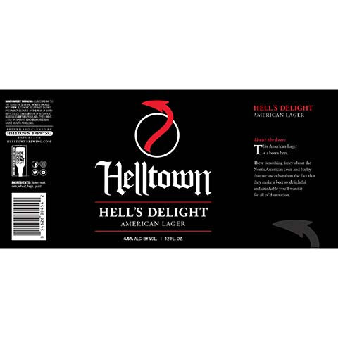 Helltown Hell's Delight American Lager by Helltown Brewing, beer label