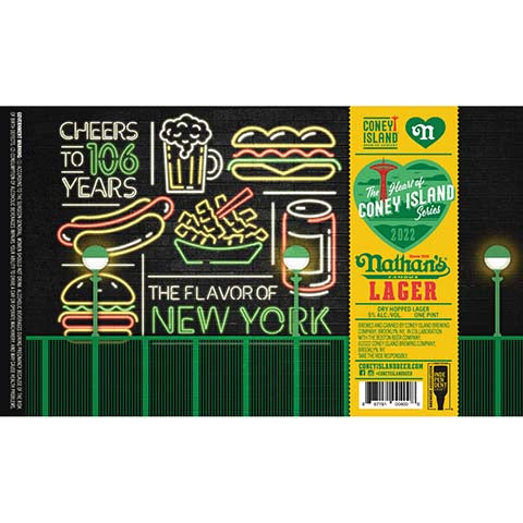 Coney Island Nathan's Famous Lager by Coney Island Beer, beer label