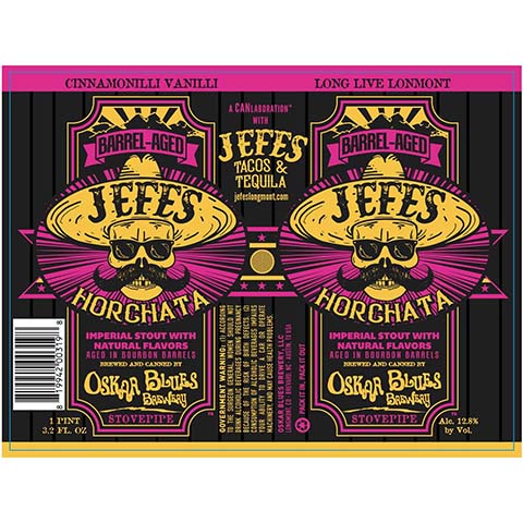 Oskar Blues Jefes Horchata Imperial Stout by Oskar Blues Brewery, beer label