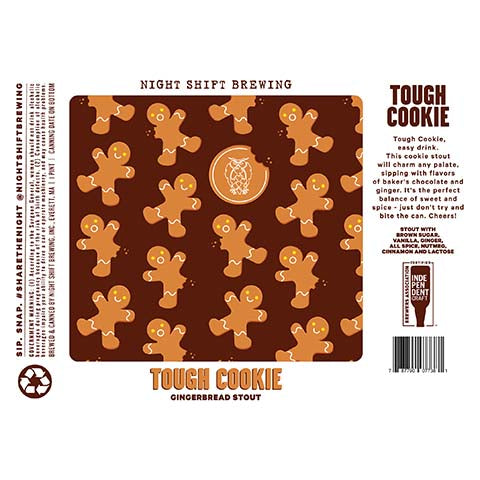Tough Cookie Gingerbread Stout by Night Shift Brewing, beer label
