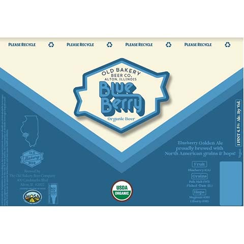 Old Bakery Blueberry Organic Beer by Old Bakery Beer Co., beer label