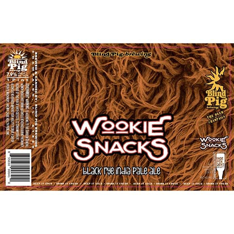 Blind Pig Wookie Snacks Black Rye IPA by Blind Pig Brewery, beer label