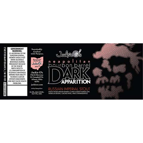 Jackie O's Neapolitan Bourbon Barrel Dark Apparition by Jackie O's Pub & Brewery, beer label