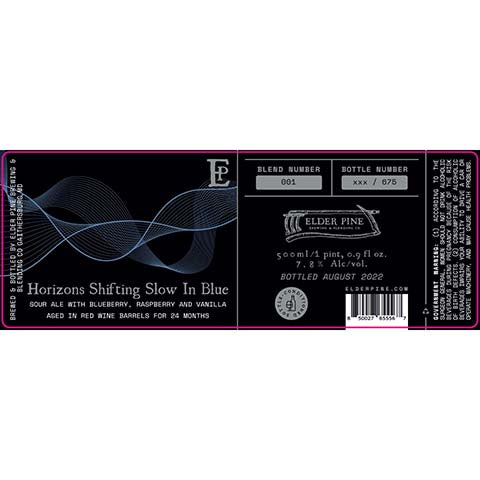 Elder Pine Horizons Shifting Slow In Blue Sour Ale by Elder Pine Brewing & Blending Co., beer label