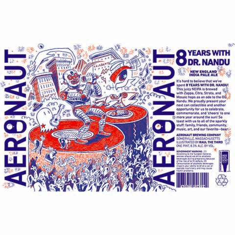 Aeronaut 8 Years With Dr. Nandu NEIPA by Aeronaut Brewing Company, beer label