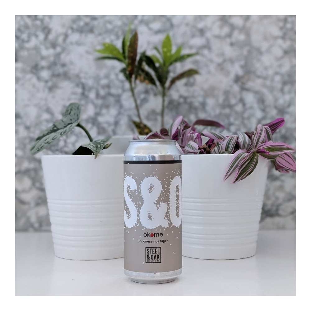 Okome Japanese Lager by Steel & Oak Brewing Co., beer label
