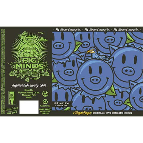 Pig Minds Happi Daze Blonde Ale by Pig Minds Brewing Co, beer label