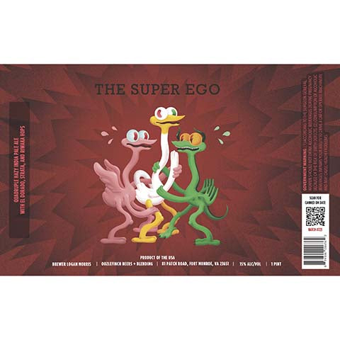 Oozlefinch The Super Ego Quadruple Hazy IPA by Oozlefinch Beers & Blending, beer label