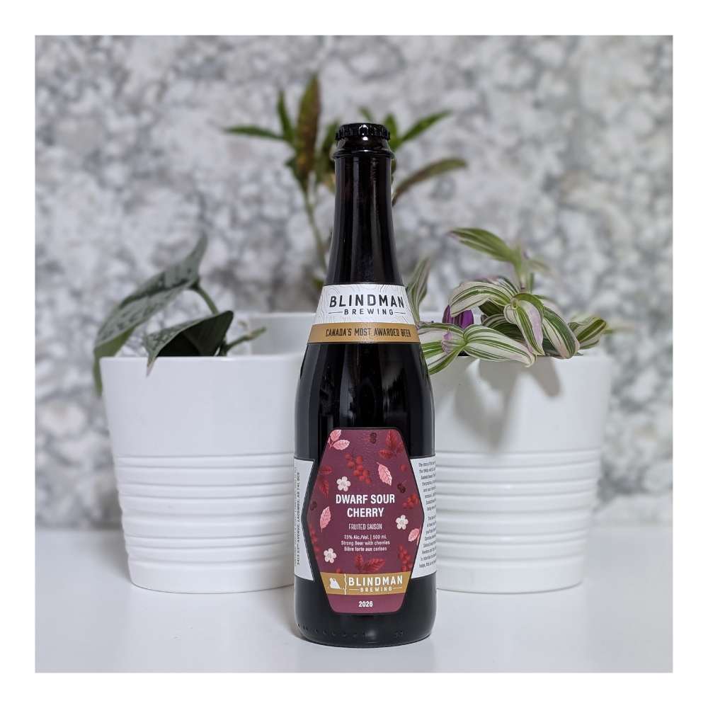 Brewing Dwarf Sour Cherry by Blindman Brewery, beer label