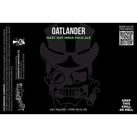 Lovedrafts Oatlander Hazy Oat IPA by Lovedrafts Brewing Co., beer label