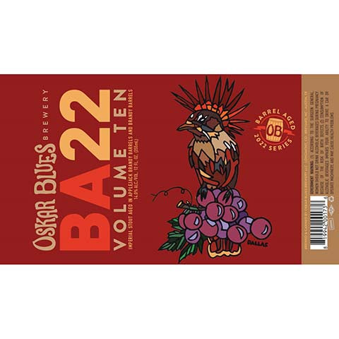 Oskar Blues BA22 Volume Ten Imperial Stout by Oskar Blues Brewery, beer label