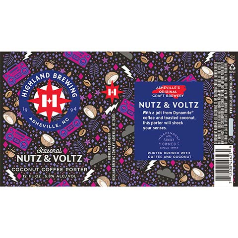 Highland Nutz & Voltz Porter by Highland Brewing Co, beer label