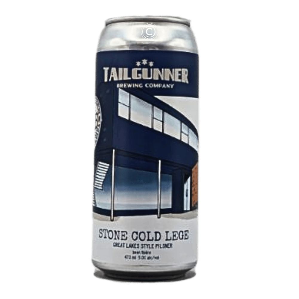 Co. Stone Cold Lege Great Lakes Style Pilsner by Tailgunner Brewing Company x Great Lakes Brewery, beer label