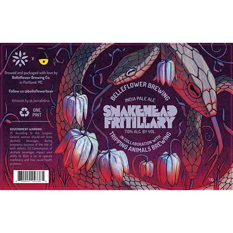 Belleflower Snakehead Fritillary IPA by Belleflower Brewing, beer label