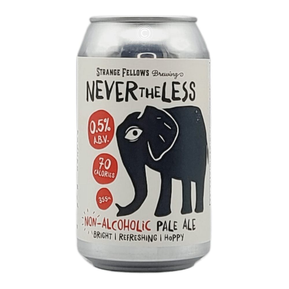 Nevertheless Pale Ale Non-Alcoholic by Strange Fellows Brewing, beer label
