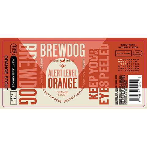 BrewDog Alert Level Orange Stout by BrewDog, beer label