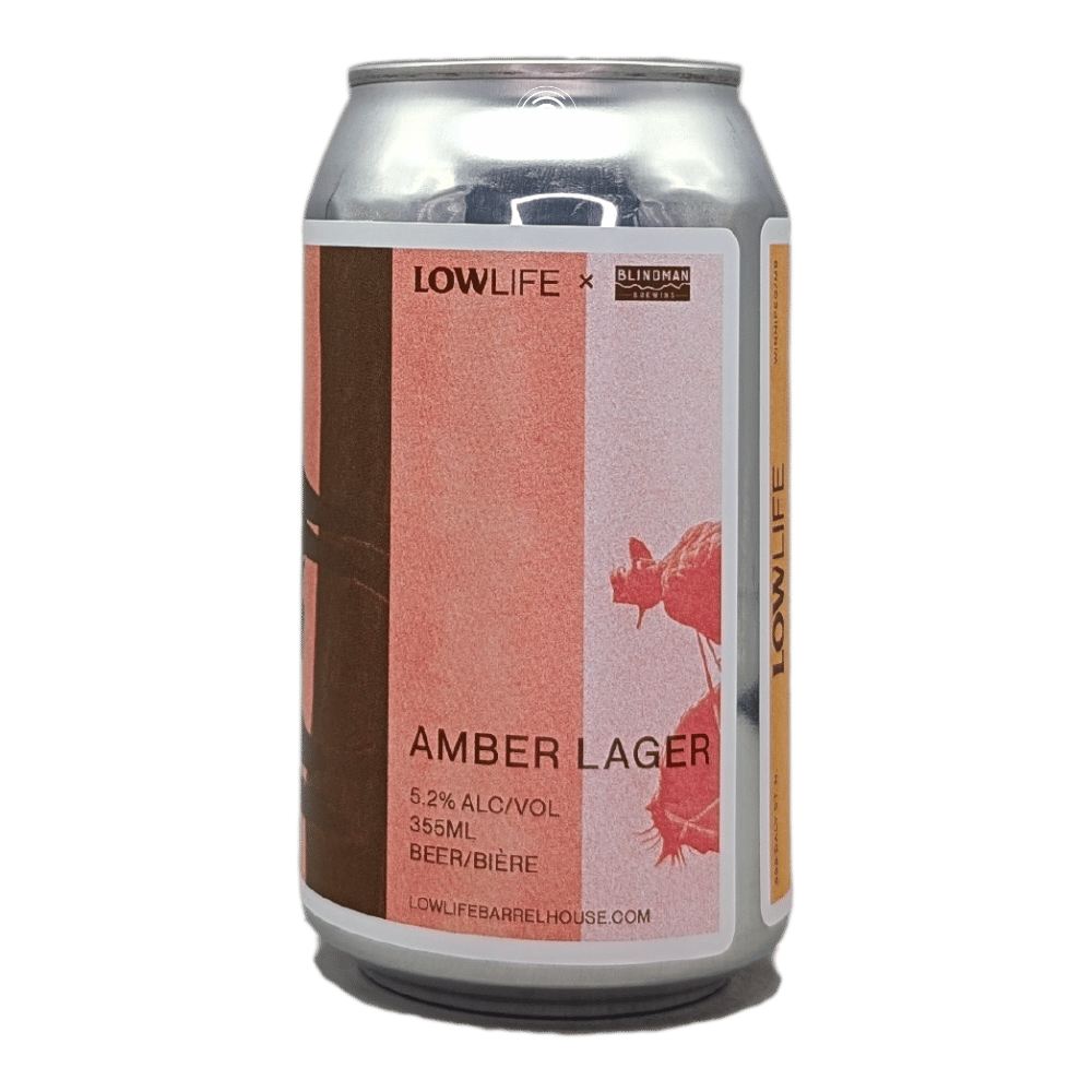 Brewing x Low Life Barrel House Partner Amber Lager by Blindman Brewery x Low Life Barrel House, beer label