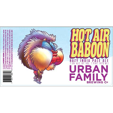 Urban Family Hot Air Baboon Hazy IPA by Urban Family Brewing, beer label