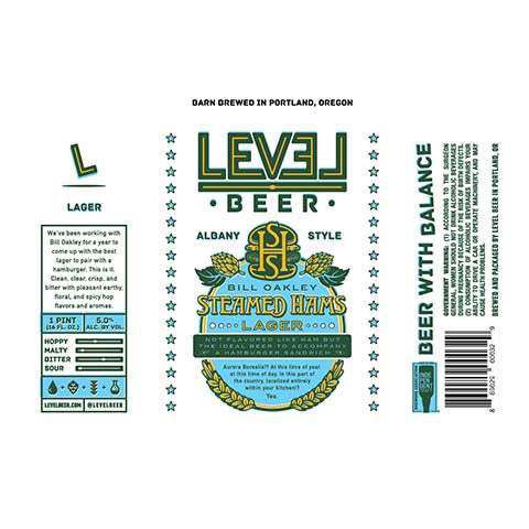 Level Beer Steamed Hams Lager by Level Beer, beer label