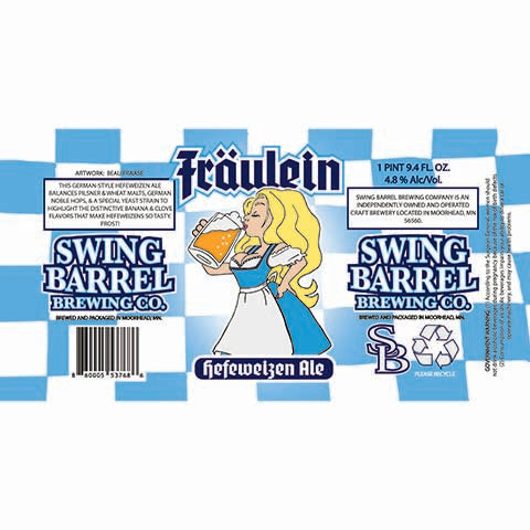 Swing Barrel Fraulein - German Hefeweizen by Swing Barrel Brewing Co., beer label