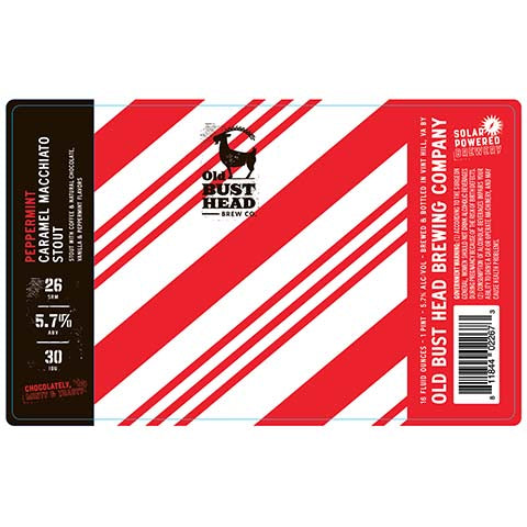 Old Bust Head Peppermint Caramel Macchiato Stout by Old Bust Brewing Company, beer label