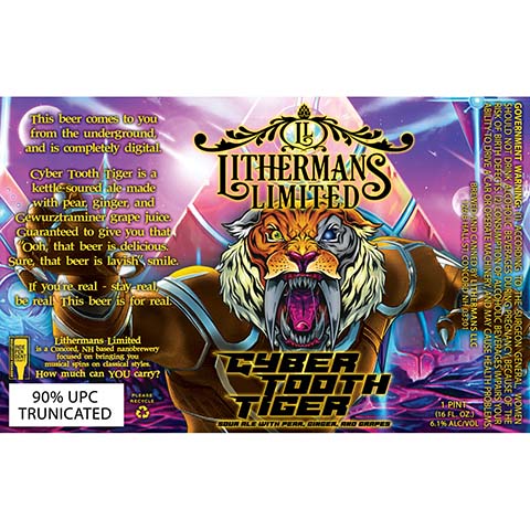 Lithermans Limited Cyber Tooth Tiger Sour Ale by Lithermans LLC, beer label