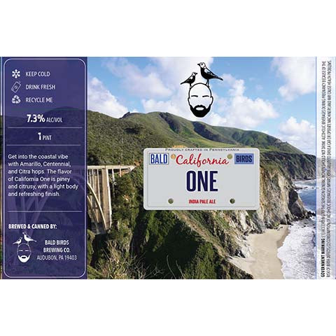 Bald Birds California One IPA by Bald Birds Brewing Co., beer label