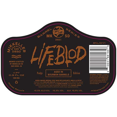 Mikkeller Lifeblod Fudge Edition Imperial Stout by Mikkeller, beer label