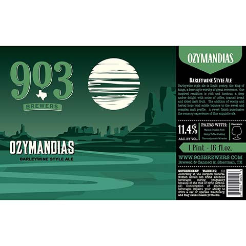 903 Brewers Ozymandias Barleywine Style Ale by 903 Brewers, beer label