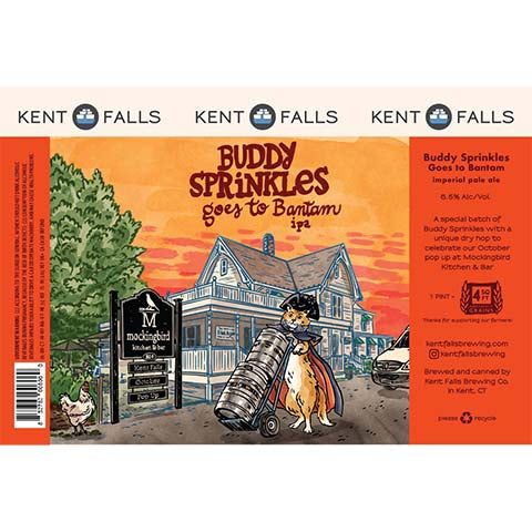 Kent Falls Buddy Sprinkles Goes To Bantam IPA by Kent Falls Brewing Company, beer label