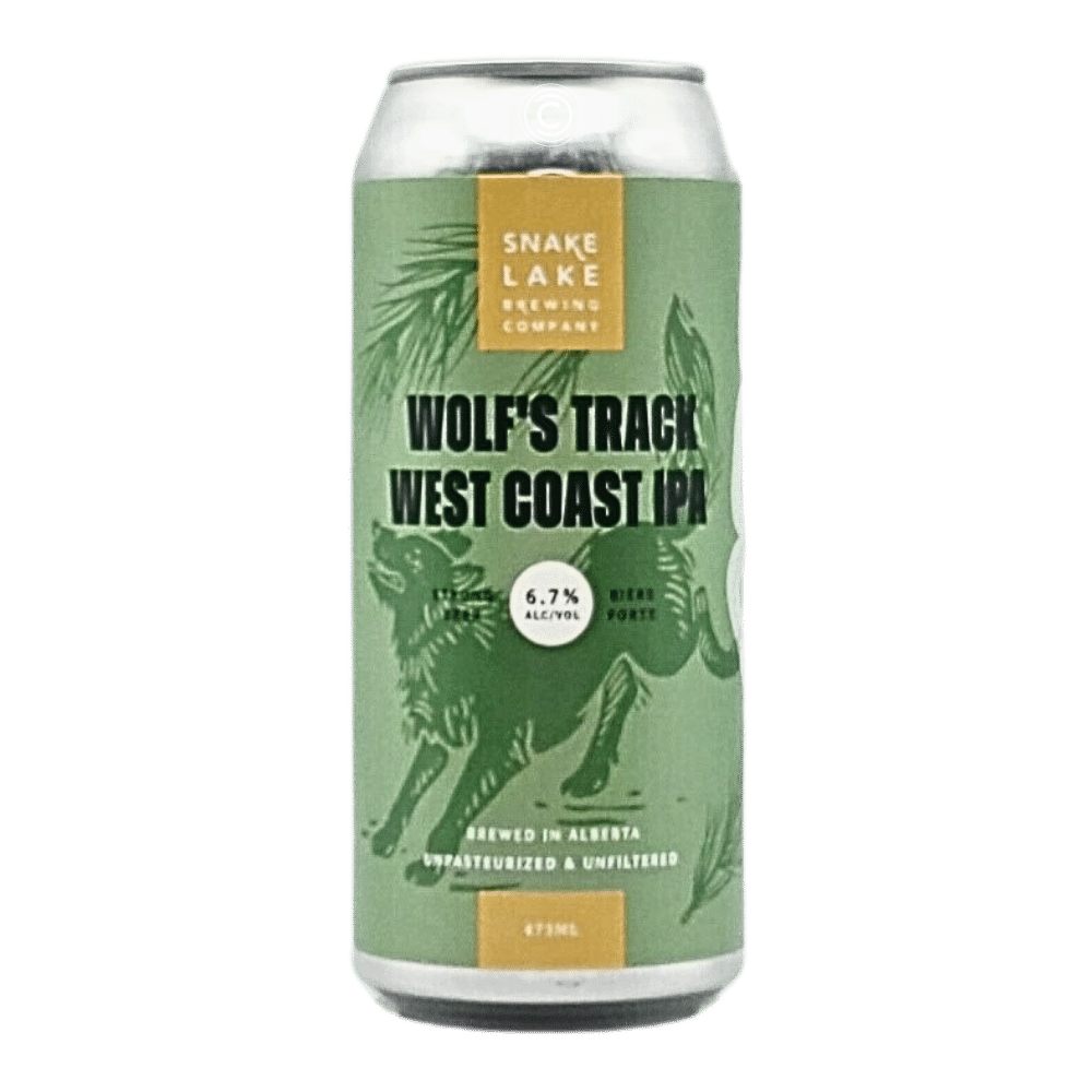 Wolf's Track West Coast IPA by Snake Lake Brewing Company, beer label