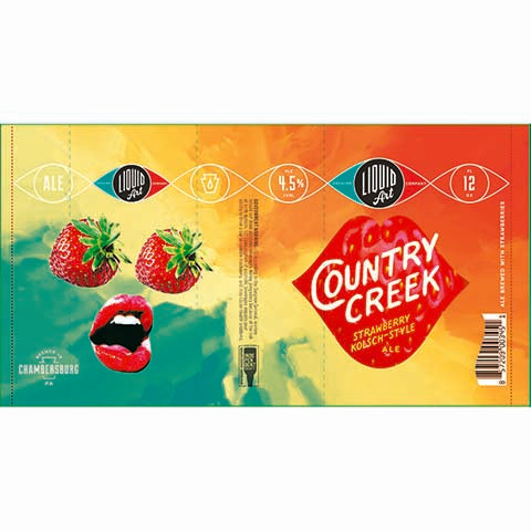 Liquid Love Country Creek Strawberry Kolsch Ale by Liquid Love Brewing company, beer label