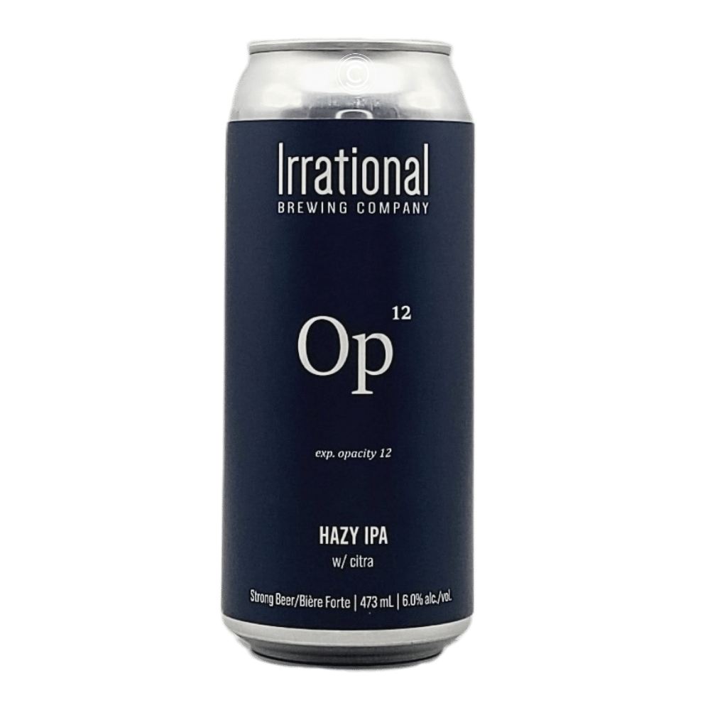 Exp. Opacity #12 Hazy IPA by Irrational Brewing Company, beer label