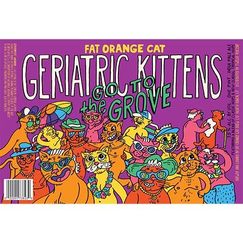 Fat Orange Cat Geriatric Kittens Go To The Grove IPA by Fat Orange Cat Brew Co, beer label