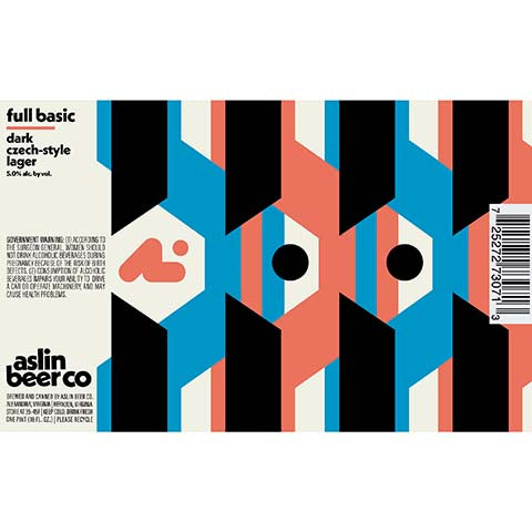 Aslin Full Basic Dark Czech Lager by Aslin Beer Company, beer label