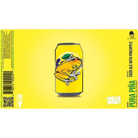 Tripping Animals Pura Pina Sour Ale by Tripping Animals Brewing Co., beer label