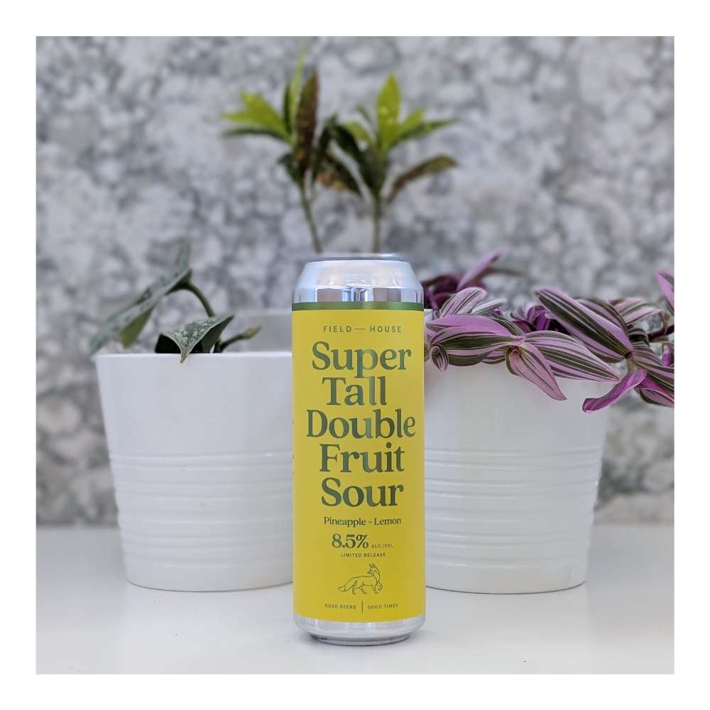Super Tall Double Fruit Sour: Pineapple + Lemon Sour by Field House Brewing Co., beer label